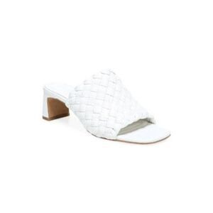 VINCE. Womens White Penley Toe Block Heel Slip On Leather Heeled Mules Shoes 9 M